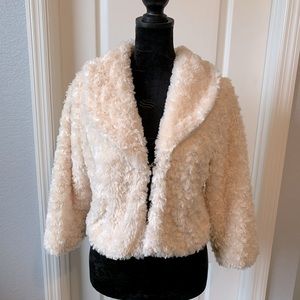 White Faux Fur Cropped Jacket